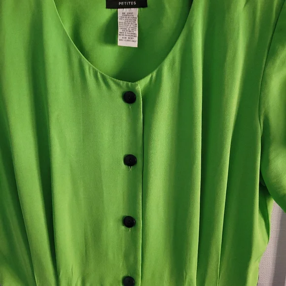Vintage J.S.J. Petites Jumpsuit Size 10P Vibrant Green and Navy 80s Neon - Picture 3 of 10